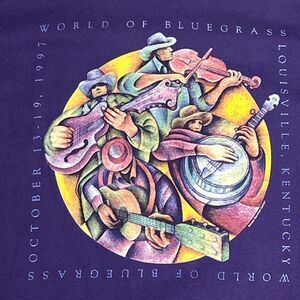 VTG World of Bluegrass Shirt Mens L Band Music Louisville Ky 1997 Charles Bibbs